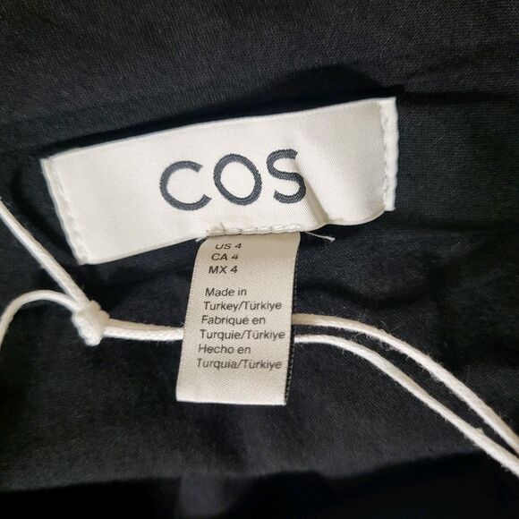 COS 4 NWT High Rise Wide Leg Pleated Linen Bl. Pants Neutral Solid Black Preppy - Picture 2 of 9